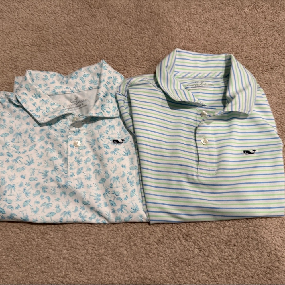 Vineyard Vines Men's Blue and Green Polo Shirts